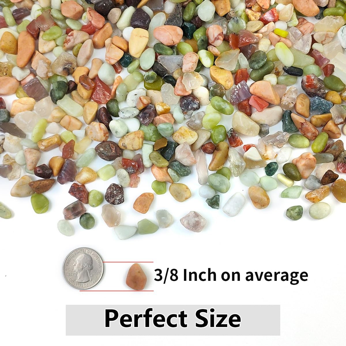 2LB Succulent and Cactus Colorful Pebbles, 3/8 Inch Pebbles for Indoor Plants, N