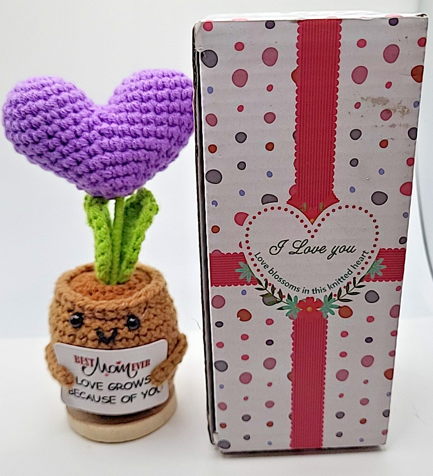 Gift For Mom Crochet Knit Planter Heart Positive Gift Mothers Day Best Mom Ever