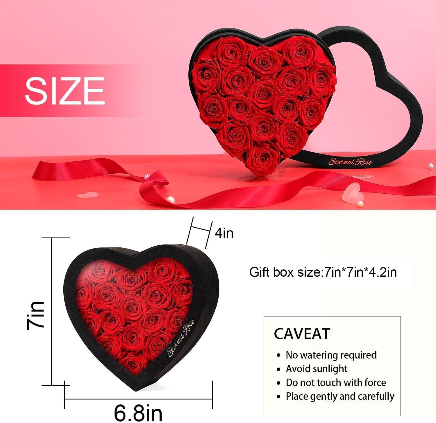 New 16 Flower Forever Heart Shape Box Eternal Preserved Roses Gift for Wife Mom