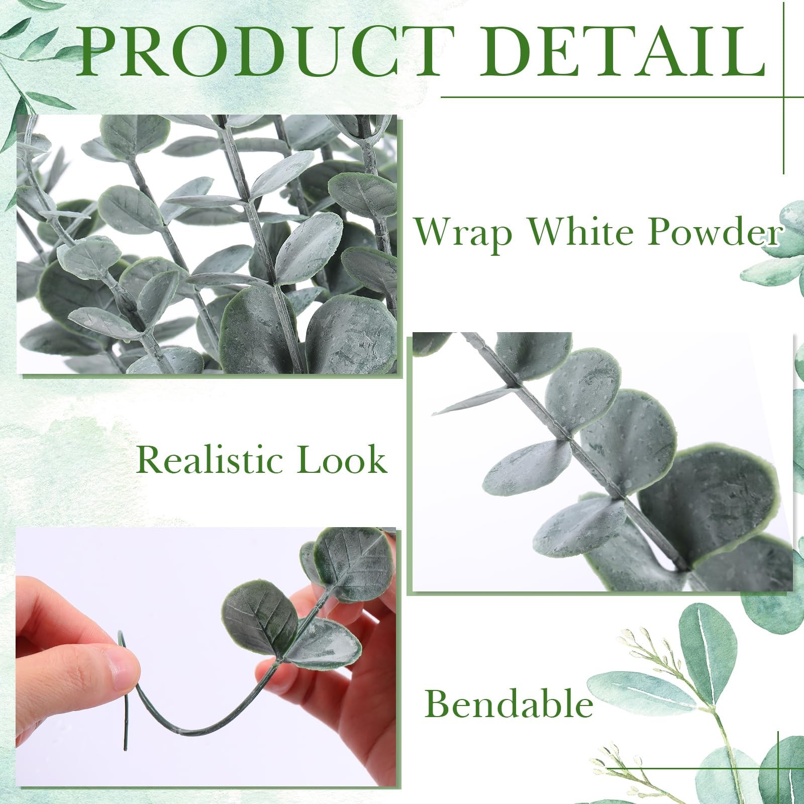 120 Pcs Eucalyptus Leaves Stems Artificial Silver Dollar Eucalyptus Wedding B…