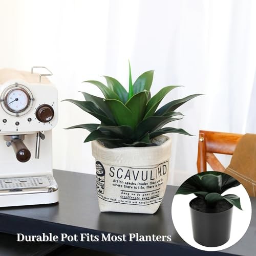 14″ Large Artificial Succulent Faux Agave Plant in Pot, Fake Potted Dark Green