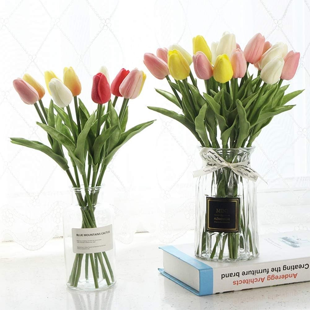 Vivid 24-Pc Faux Tulip Set – Washable, Waterproof Floral Decor for Home & Office