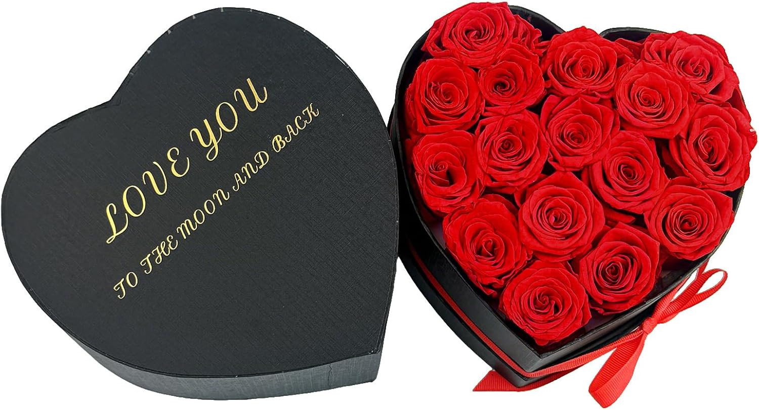 Preserved Roses Heart Shape Box Valentines Day Gifts for Her Mothers Day
