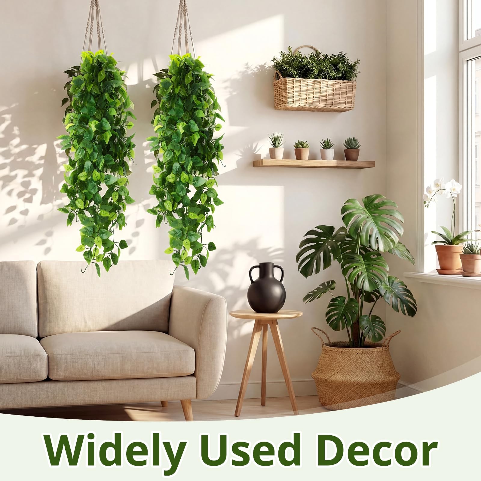 XunYee 48 Pcs Artificial Hanging Plants 3.6FT Fake Hanging Plants for Living …