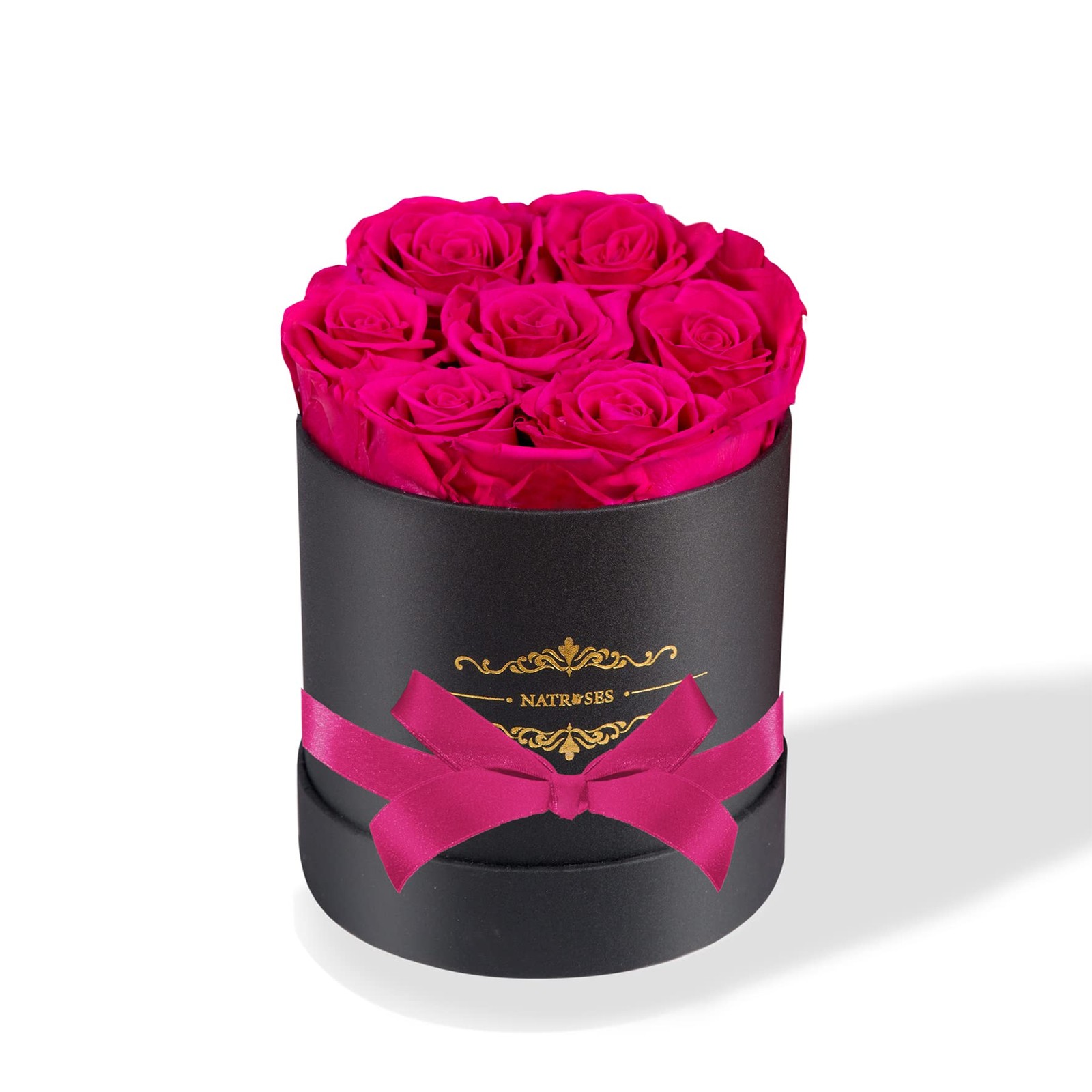 7 PCS Hot Pink Preserved Roses In Box Flowers Birthday Gifts Delivery