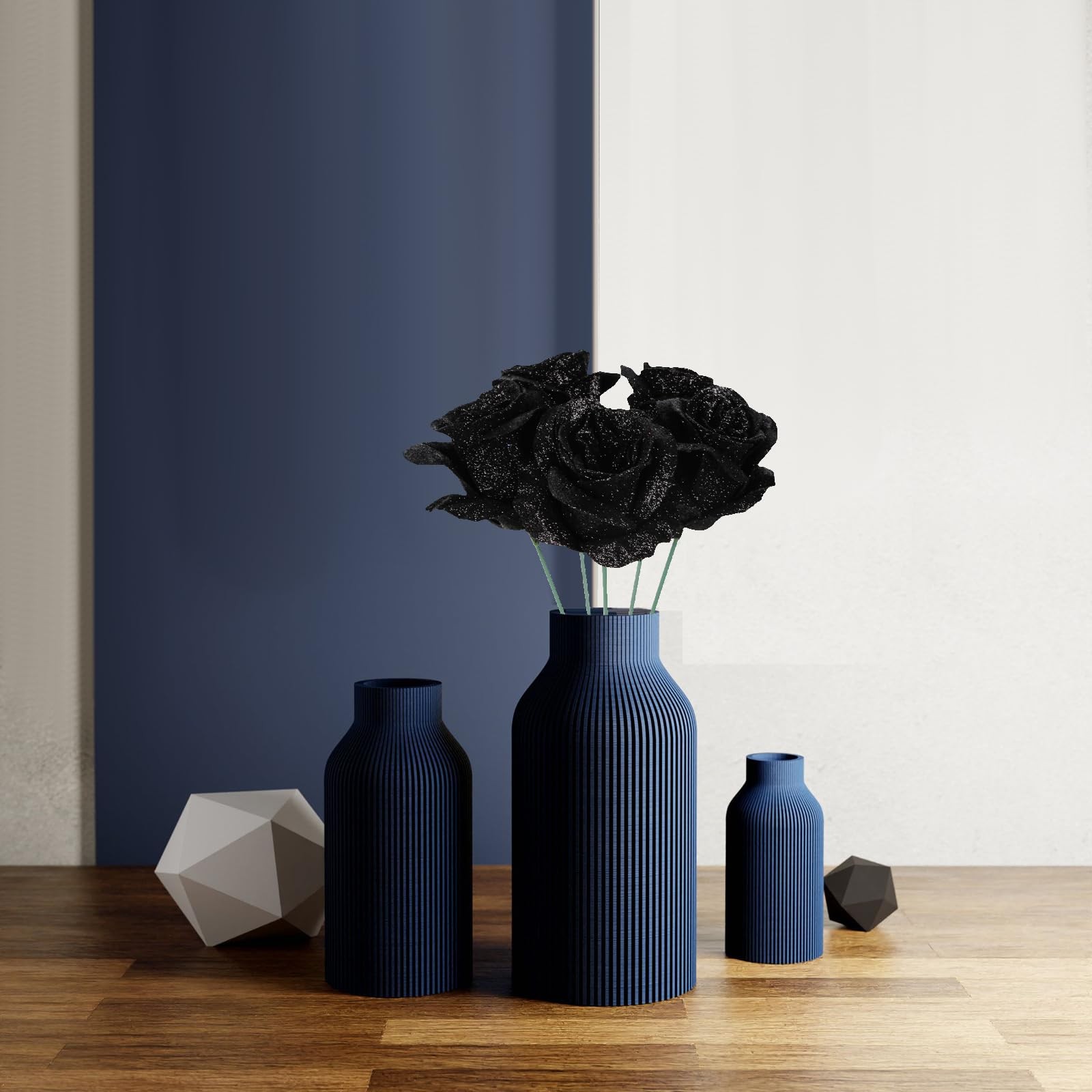Black Glitter Roses,30PCS Fake Roses Flowers Artificial Roses with Stems for …