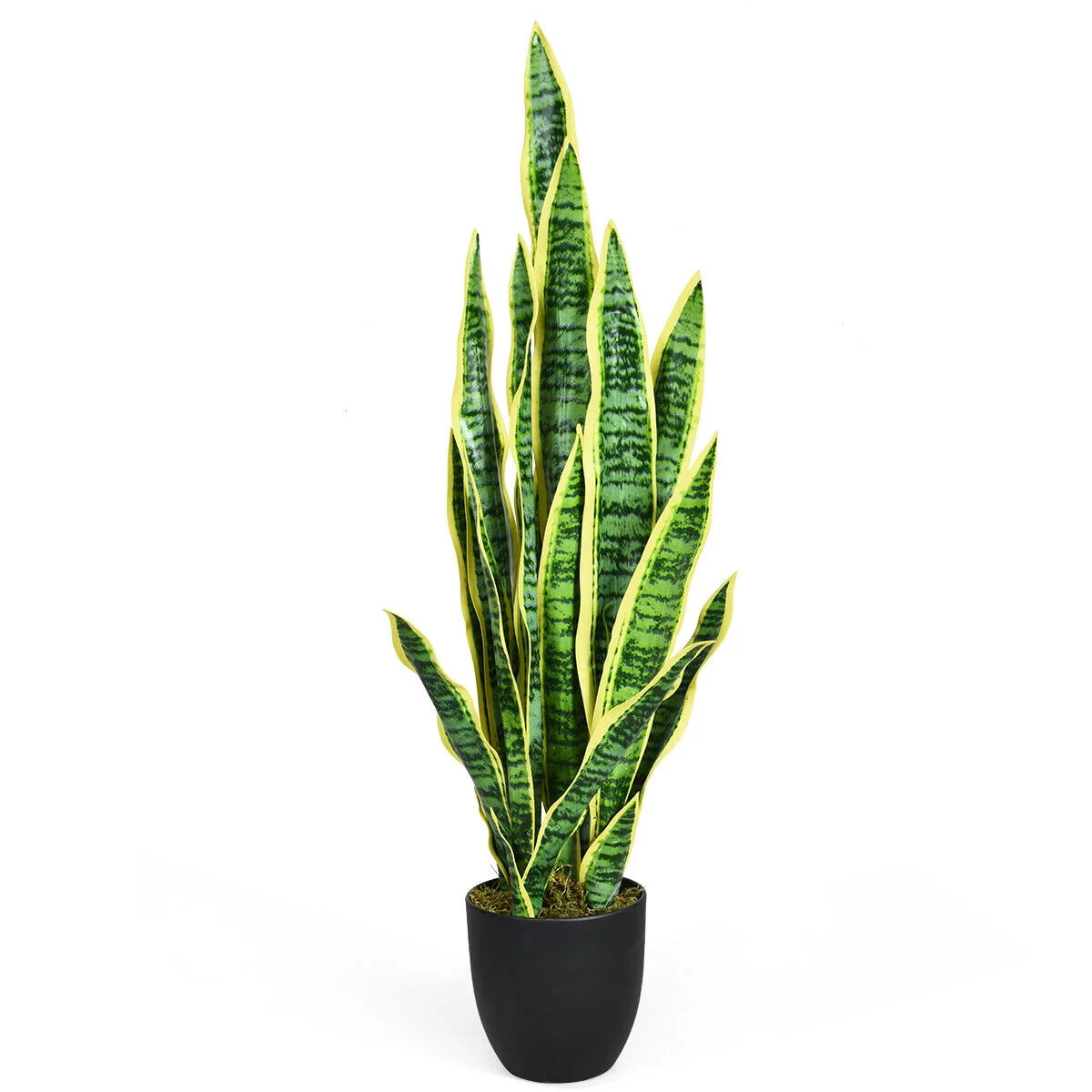ARLIME 36″ Artificial Snake Plant Lifelike Plastic Cement Bottom 20pc Leaves 22B