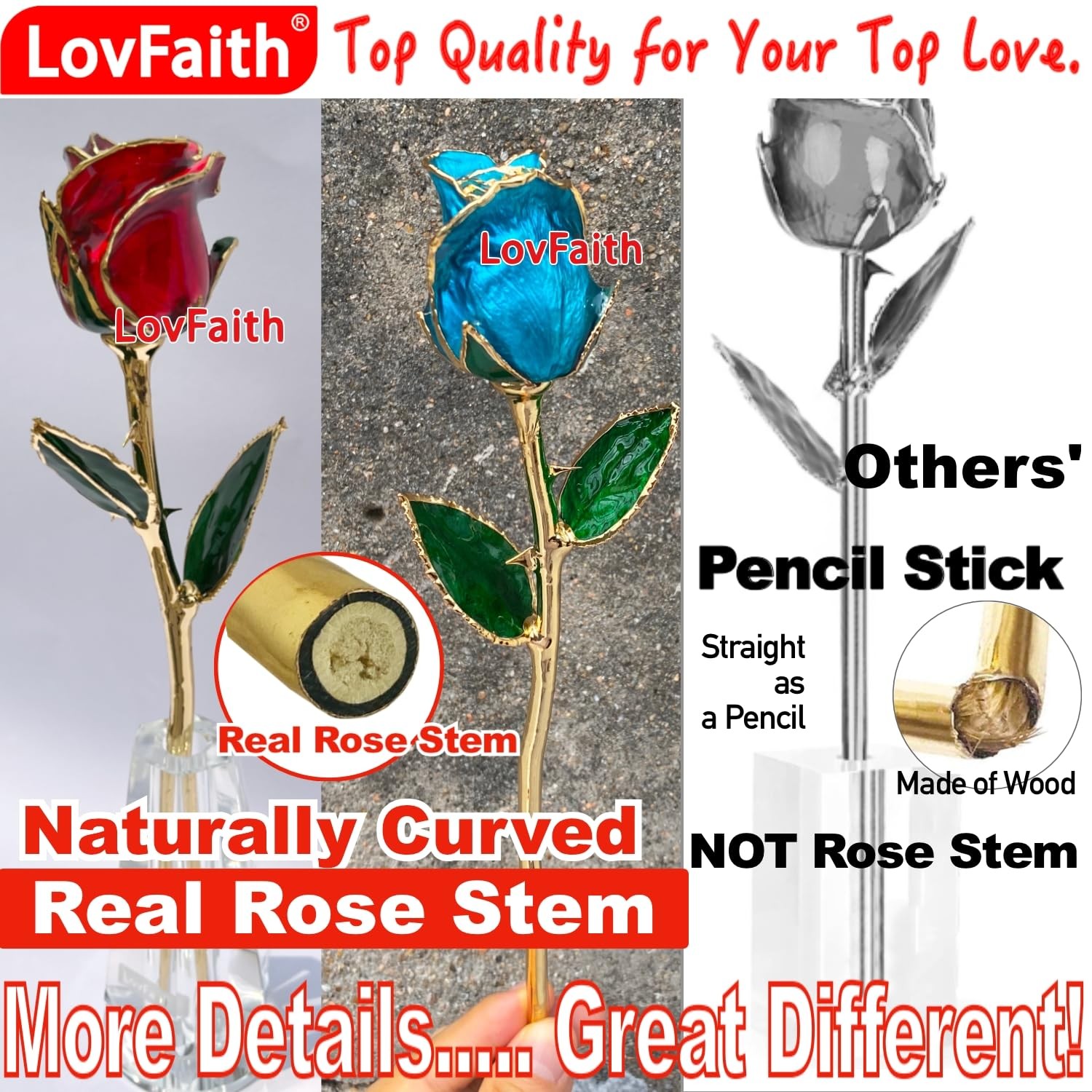Real Rose Dipped 24K Gold Red with Crystal Stand A1 Original Rose Valentine Gift