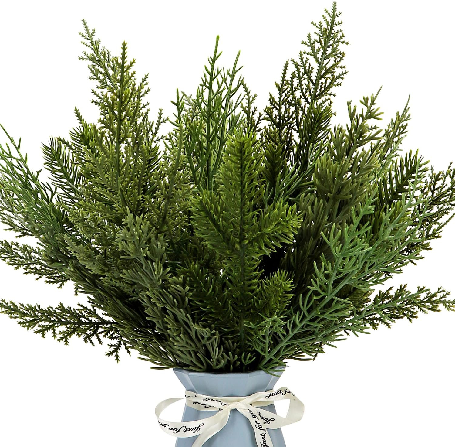 40 Pcs Artificial Pine Branches Assorted Faux Pine Stems Cedar Leaves Needle Spr