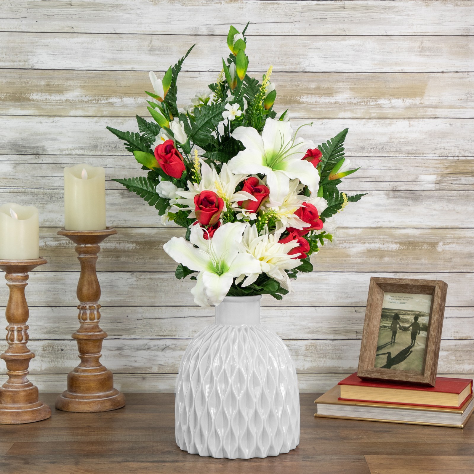 Allstate 26″ Dahlia, Lily and Rose Artificial Silk Floral Half Bouquet
