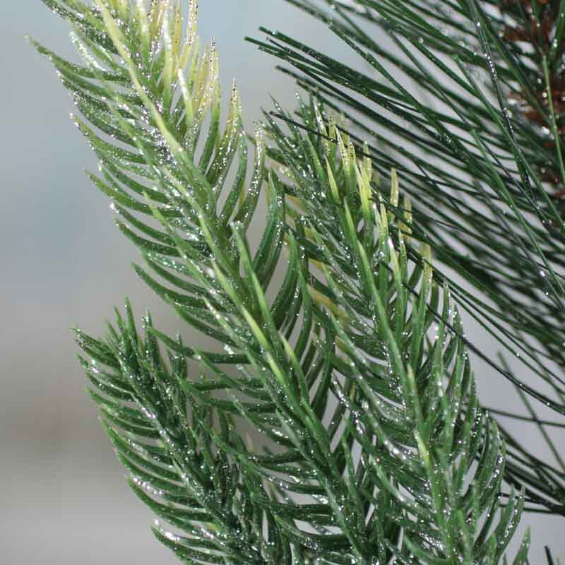 Lot of 4 Silver Glittered Artificial Pine and Cedar 12-3/4″ Picks