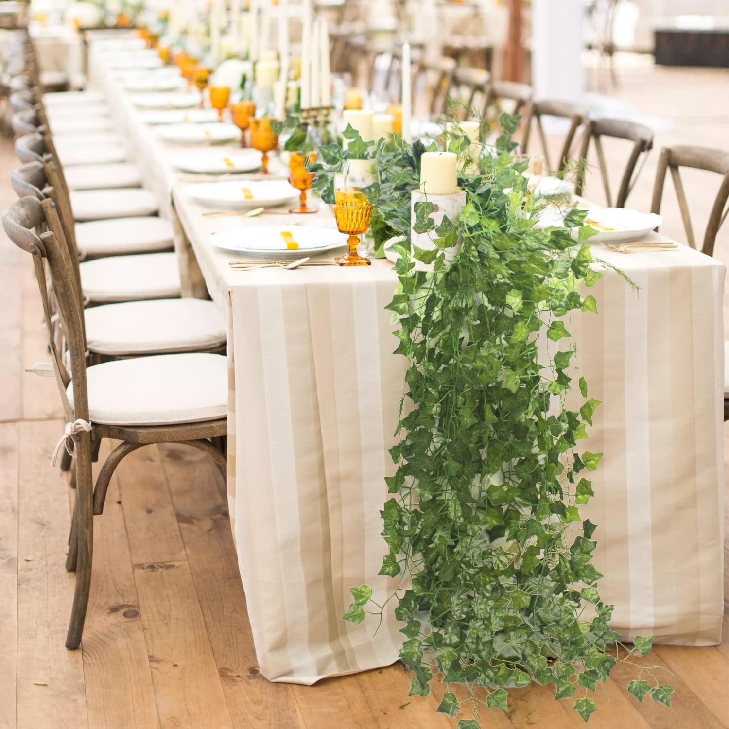 24 Pack Artificial Ivy Leaves Garland – Greenery Hanging Vines for Wedding & Hom