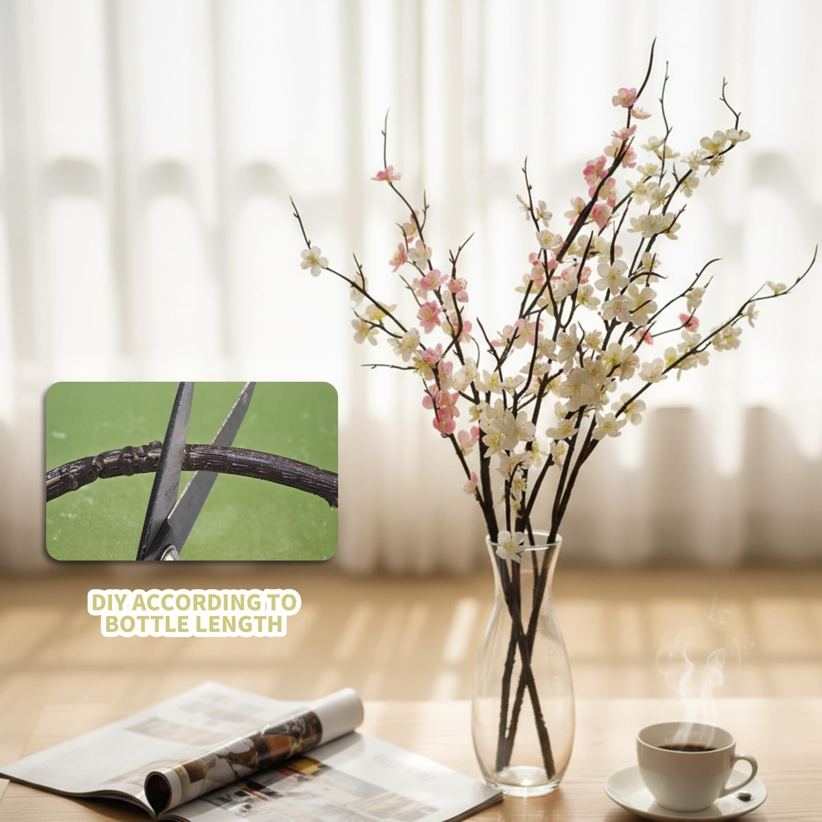 4Pcs Cherry Blossom Branches,39 Inch White Artificial Flowers Spring Summer I…