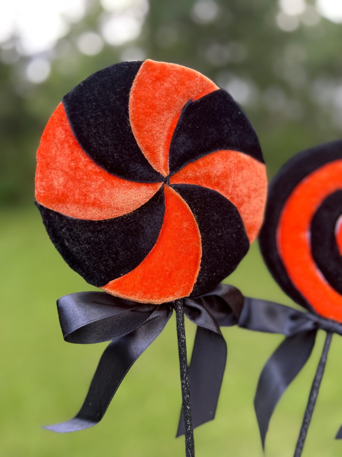 Regency Velvet Black and Orange Halloween Lollipops Autumn Fall Decor Accent