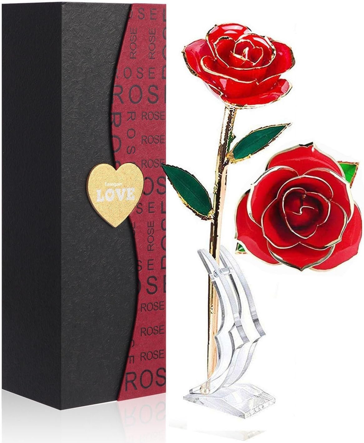 24K Plated Gold Dipped Real Rose with Stand – Forever Gift for Her