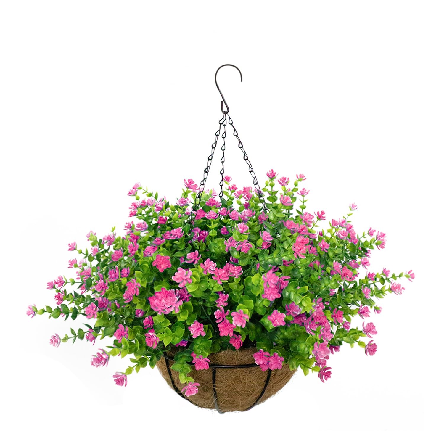 New Artificial Hanging Flowers Basket, 12 UV-Resistant Bundles of Realistic Fake
