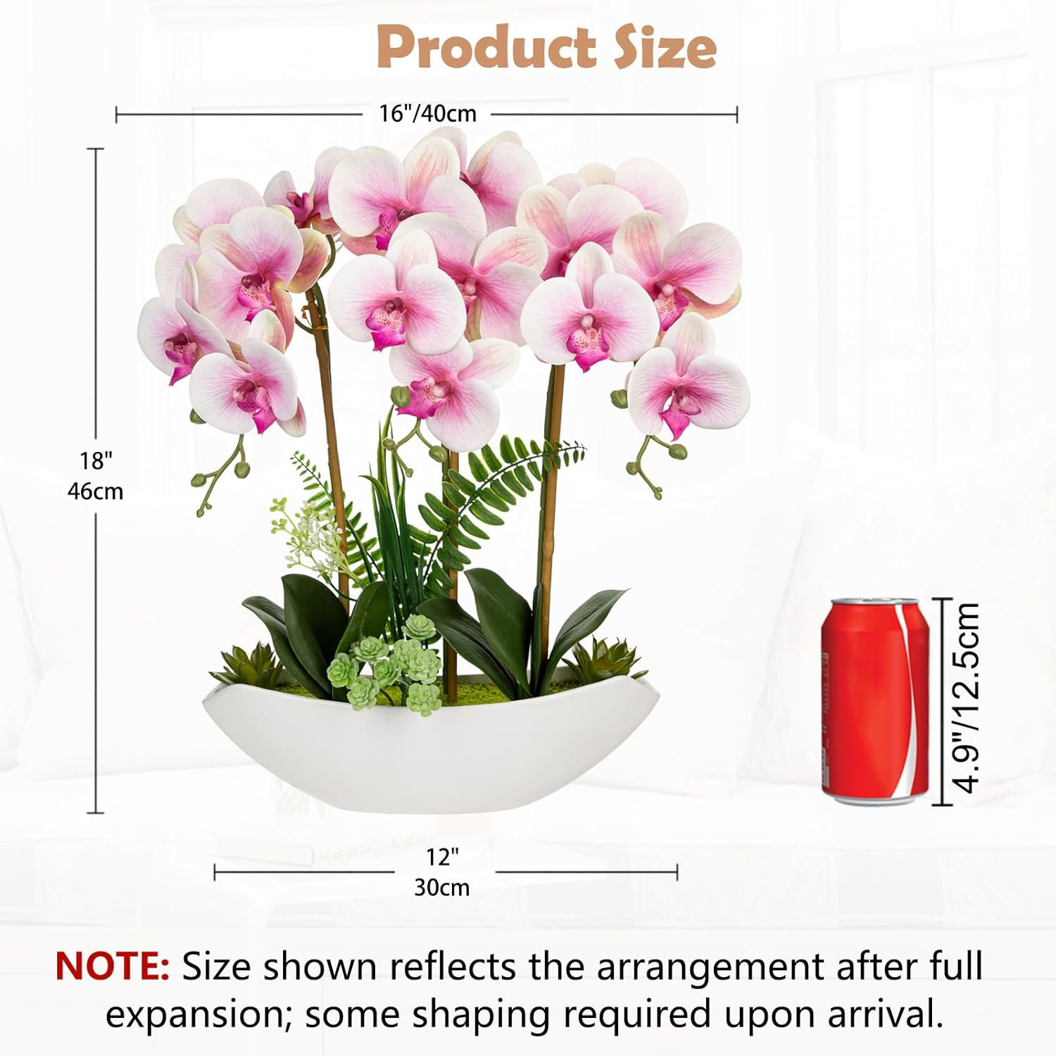 Elegant Pink Orchid Silk Flowers in Ceramic Pot for Modern Home Decor