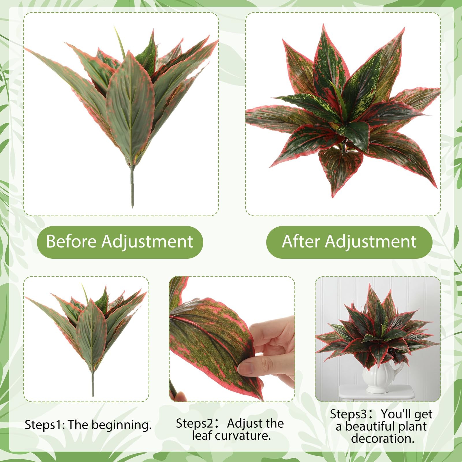 6 Pack Artificial Hostas for Outdoors Fake Greenery Plants Tropical Bushes Fa…