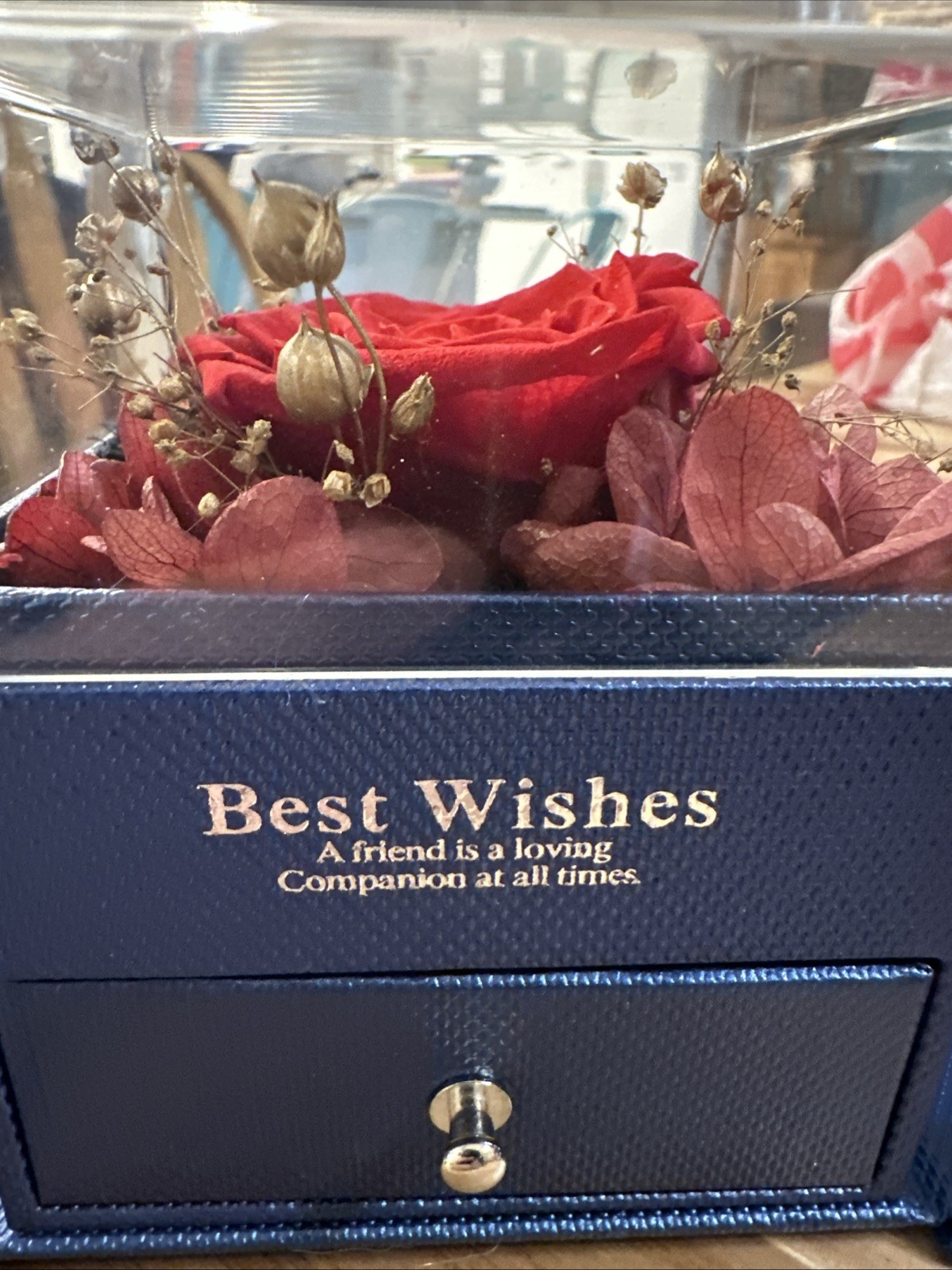 Preserved Eternal Real Red Rose Flower Gift Box With Jewelry Box Best Wishes