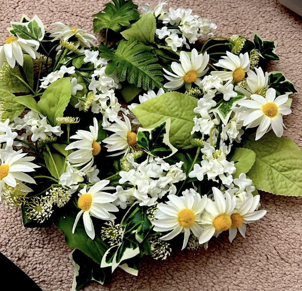 White and Yellow Daisy Floral Candle Ring Plastic Spring Summer