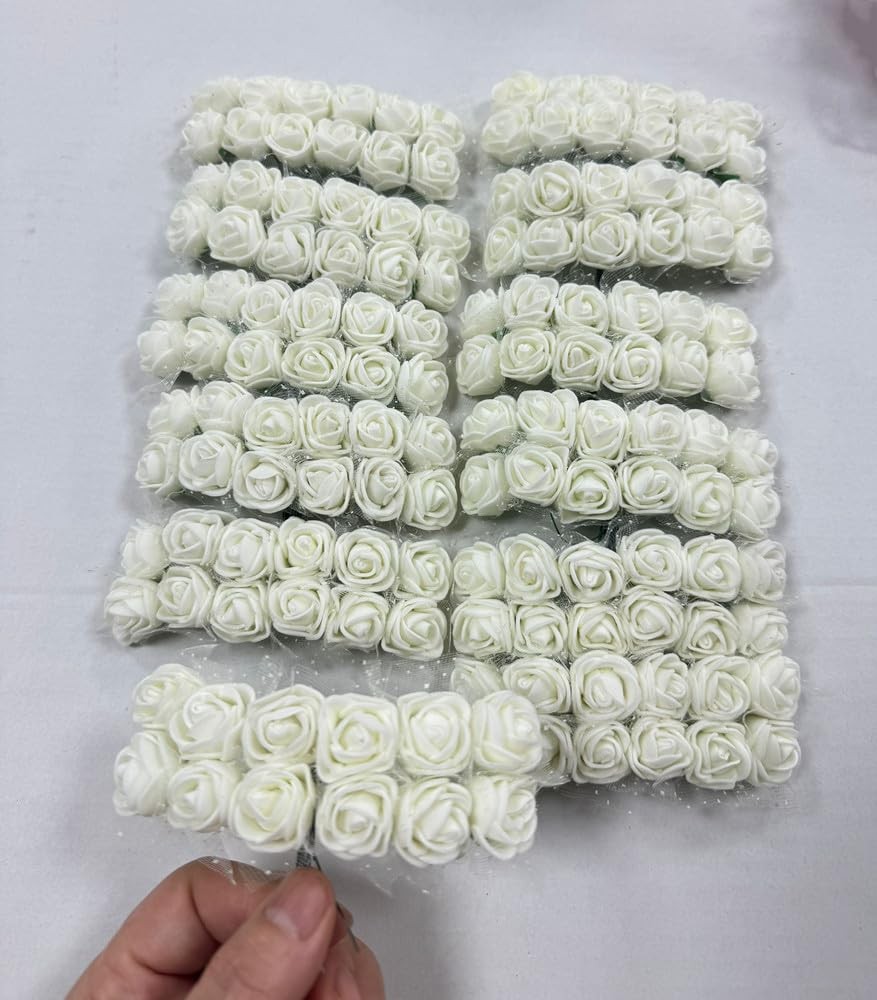 144pcs Mini Artificial Rose Flower Heads and Soft Stem,25mm PE Tiny Rose add …