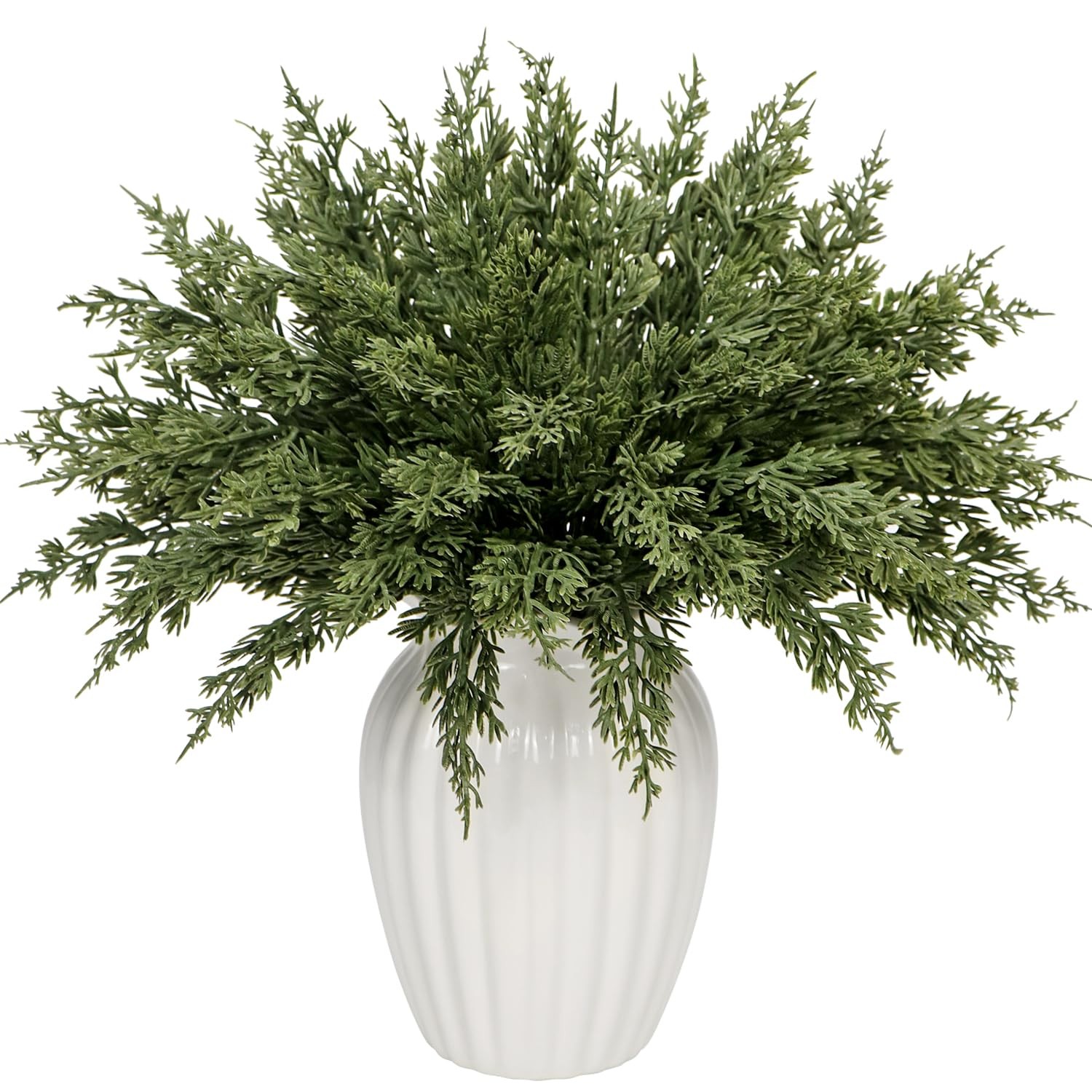 24 Pcs Christmas Artificial Pine Branches,10.5″ Faux Evergreen Norfolk Pine S…