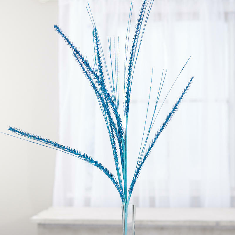 Sparkling Blue Glittered Grass Decorative Sprays | 2 Sprays