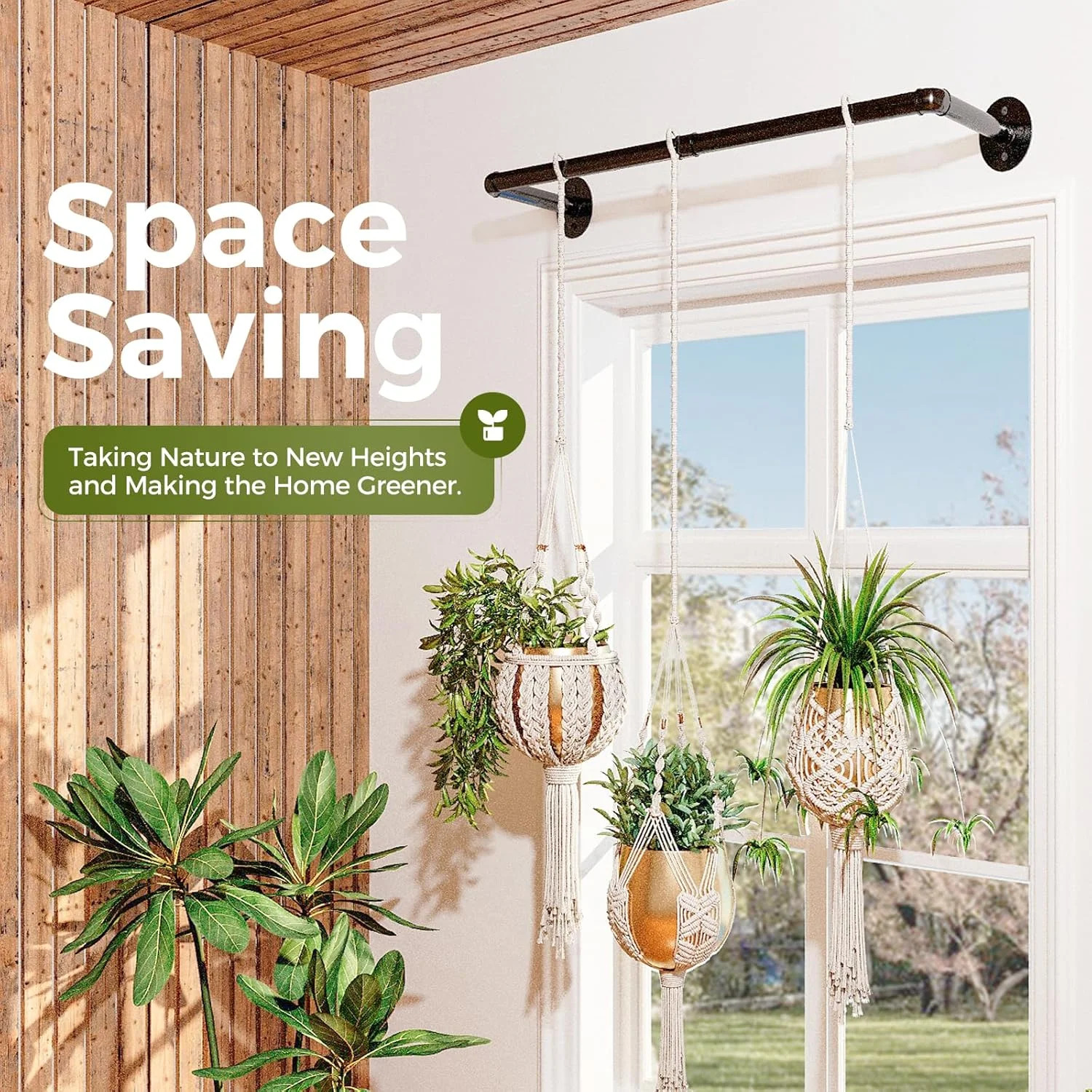 Hanging Planters for Indoor Plants Plant Hanger Indoor Rod 36.2in Window Plan