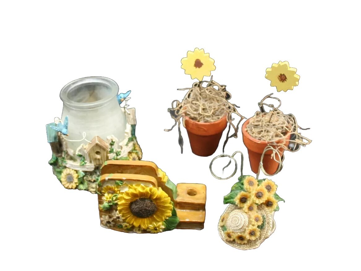 Vintage Lot of Sunflower Kitchen Retro Farm House Country Glass Pottery Ceramic