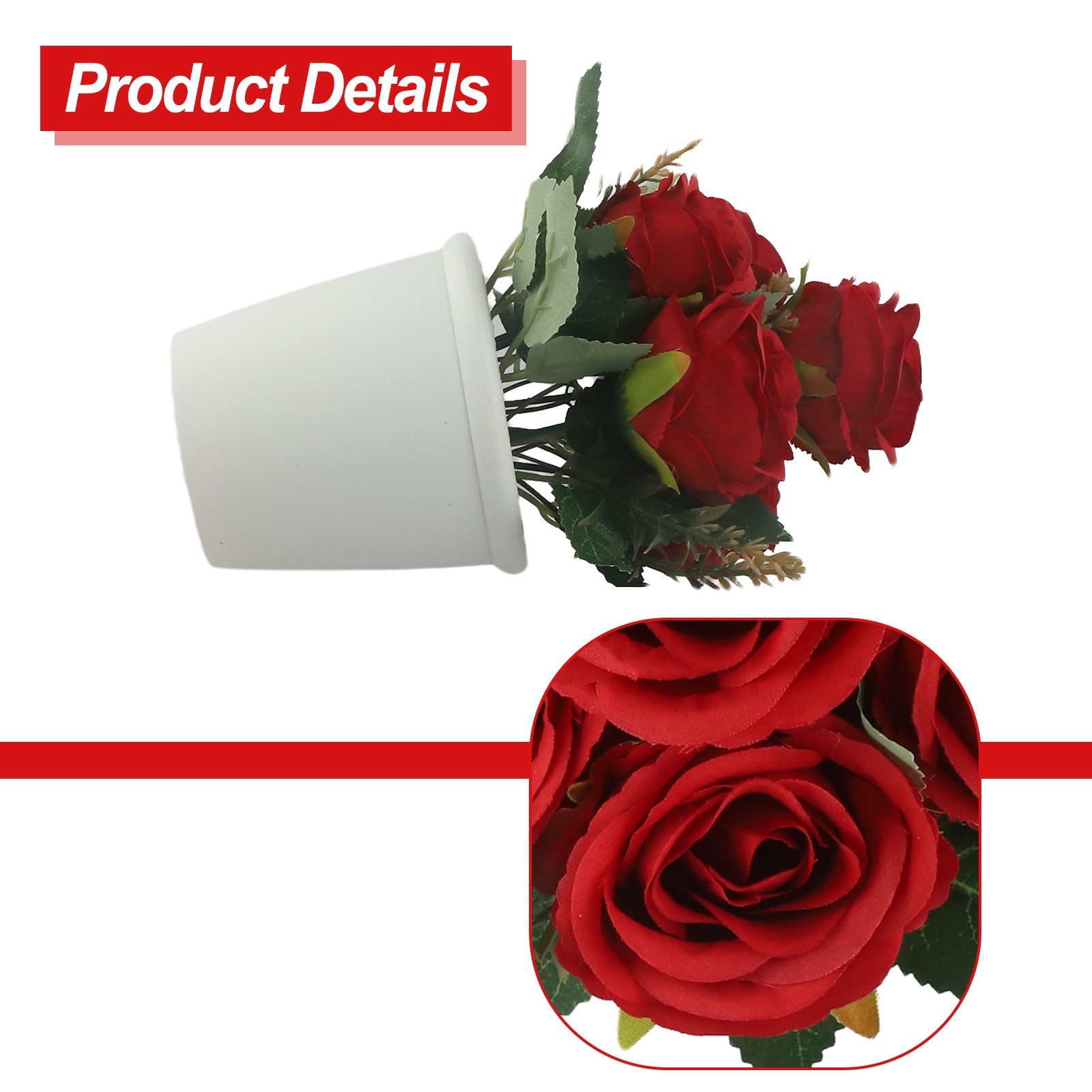 Artificial Rose Flower Small Tree Pot Fake Plants Potted Decoration Garden Decor
