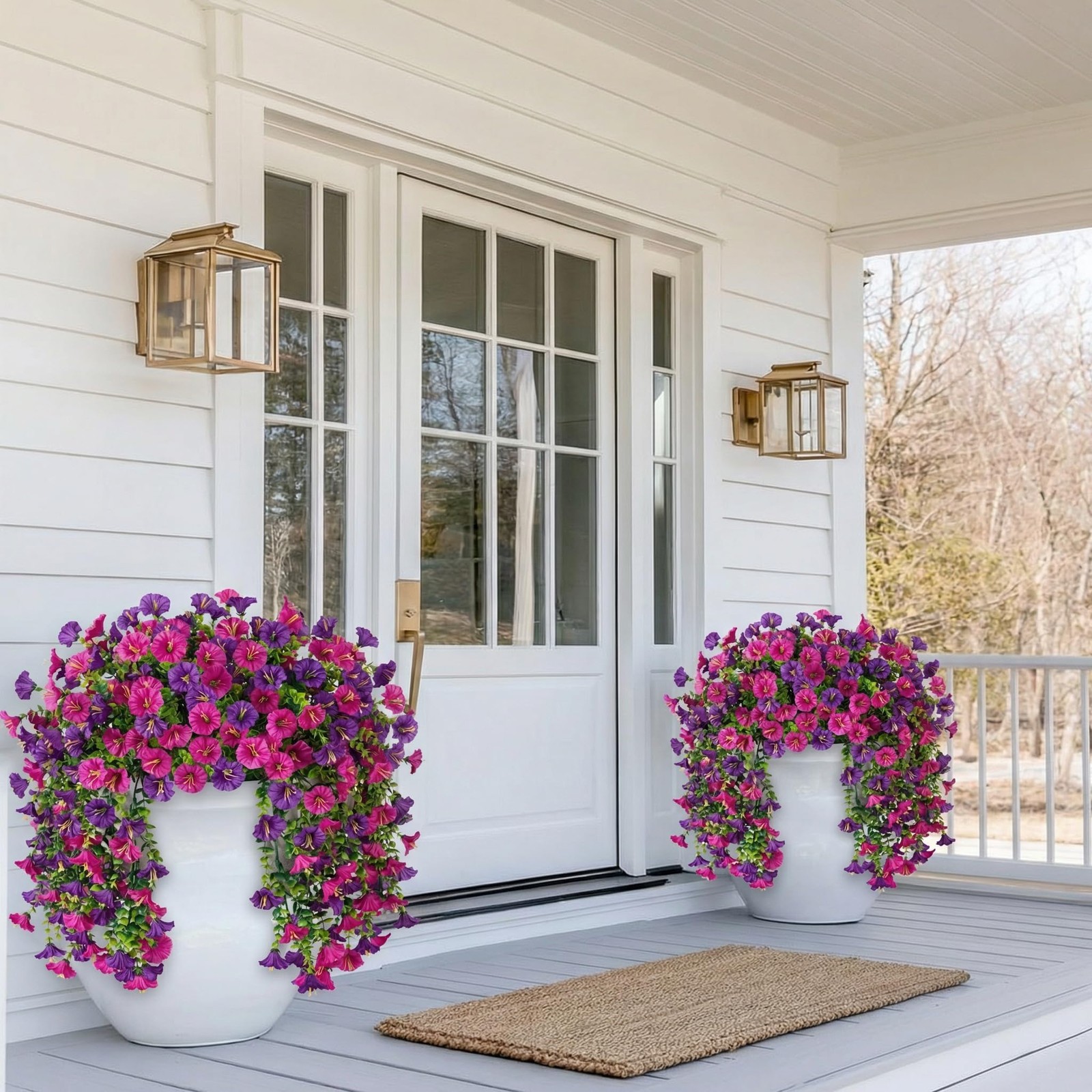 Ivydale 2 PCS Artificial Hanging Flowers Fake Plants Outdoor,Silk Morning Glo…