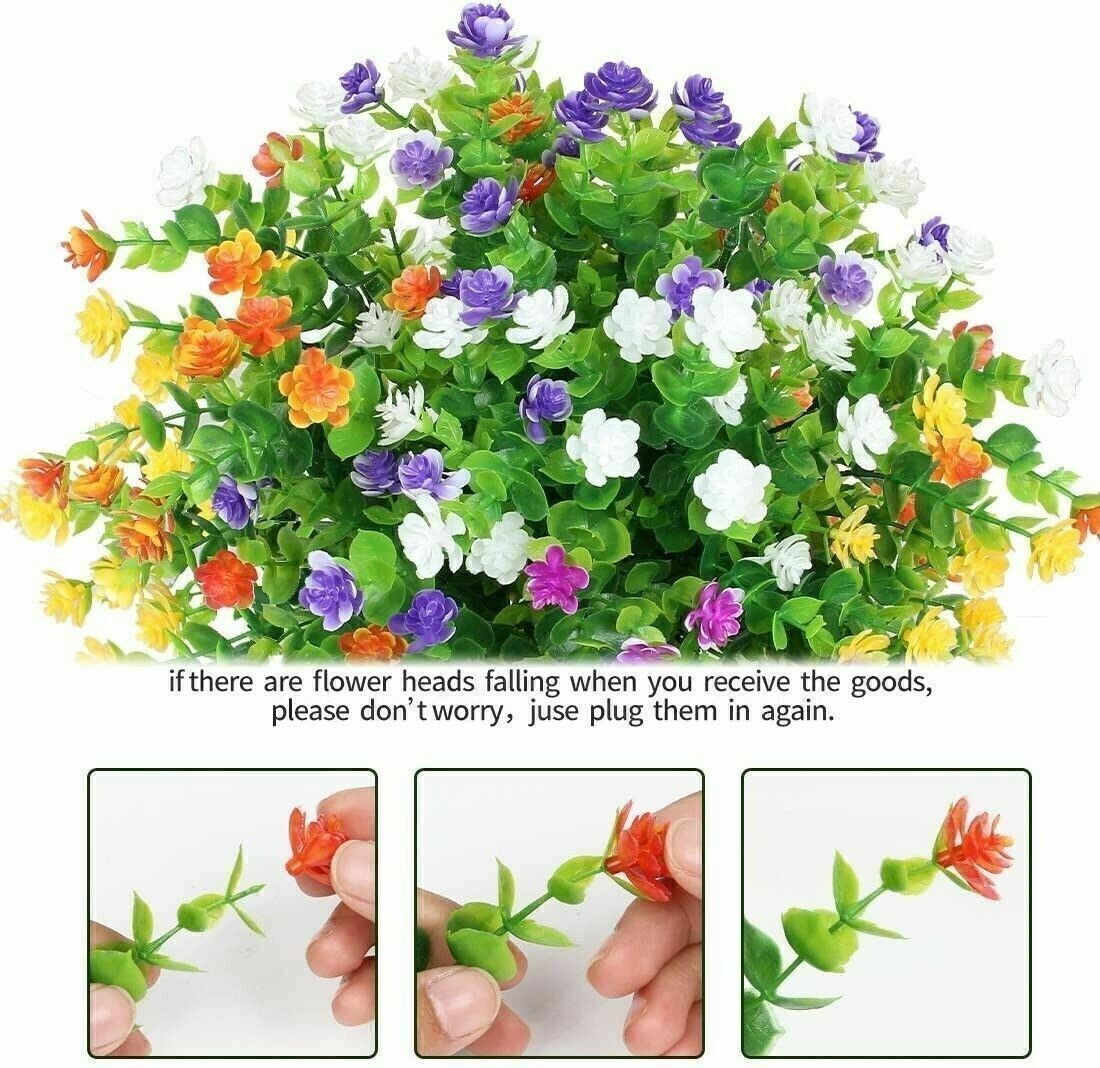 4 Pack Artificial Flowers Fake Outdoor UV Resistant Boxwood Plants Shrubs Decor