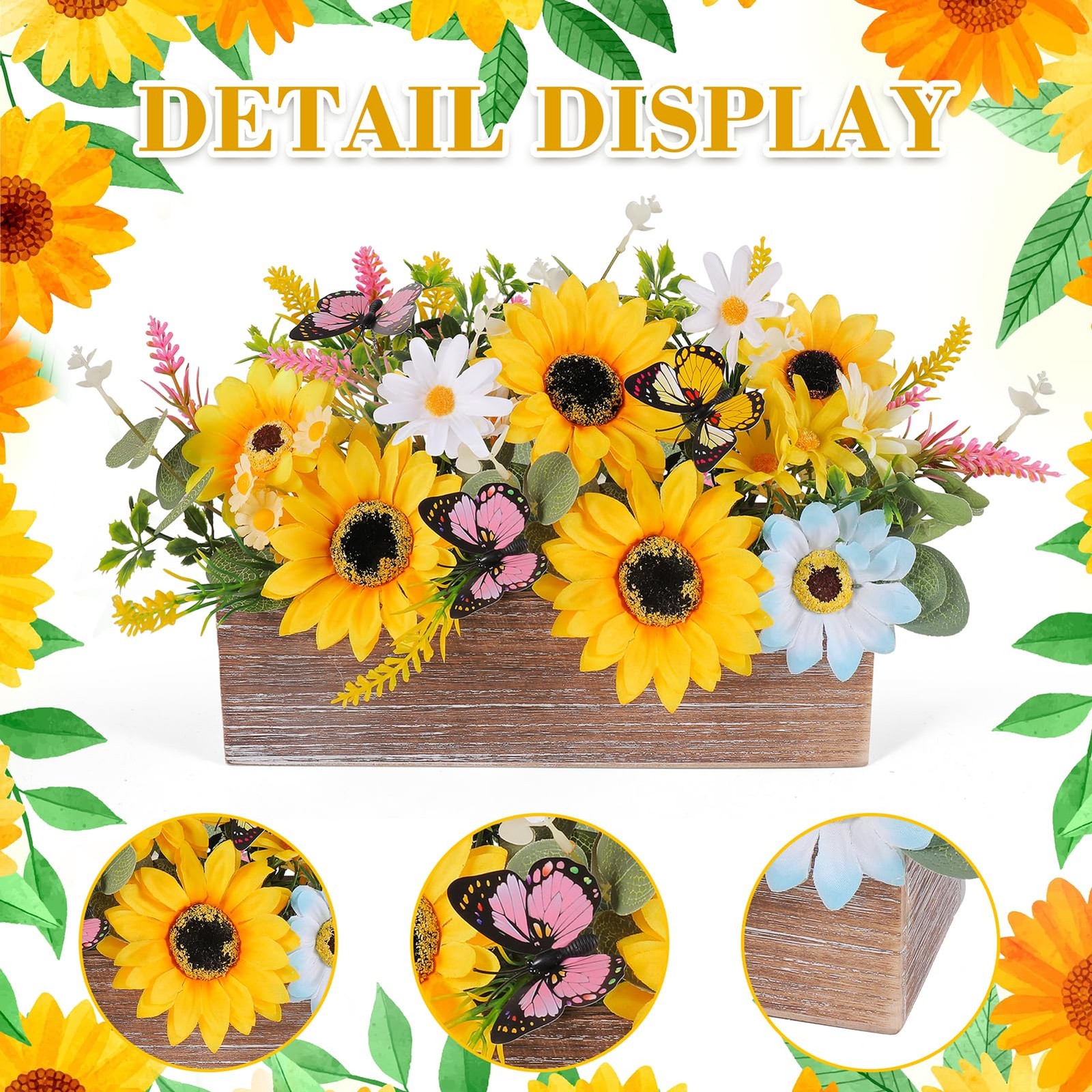 Summer Sunflower Table Centerpieces Rustic Artificial Floral Arrangements Woo…