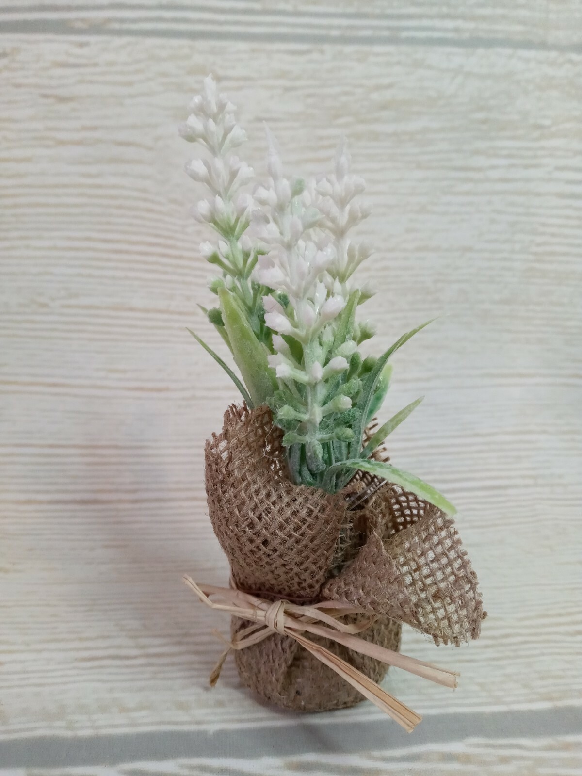 New! 3 Spring Plants Faux Mini Burlap Wrapped Floral Plant Arrangement Decor ~