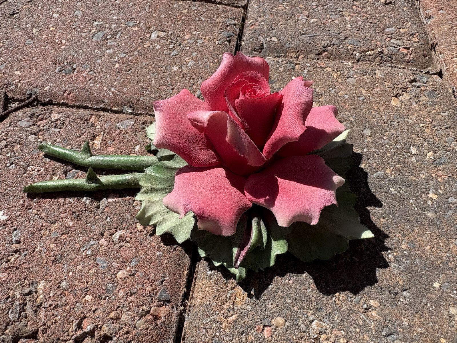 Beautiful Pink Capidomonte Rose Made In Italy