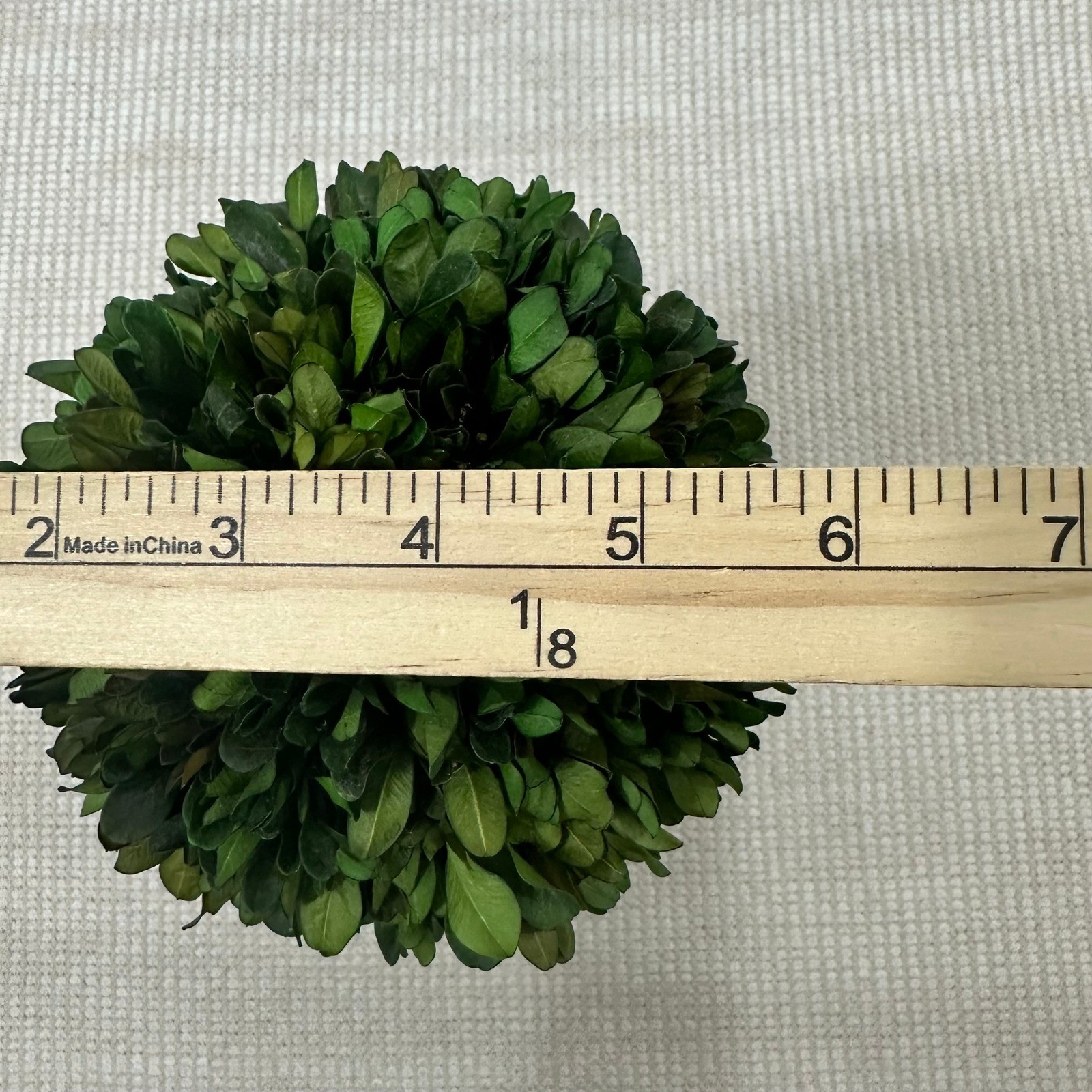 Preserved Boxwood Topiary 15in Ball in Black Ribbed Ceramic Pot Striped Ribbon