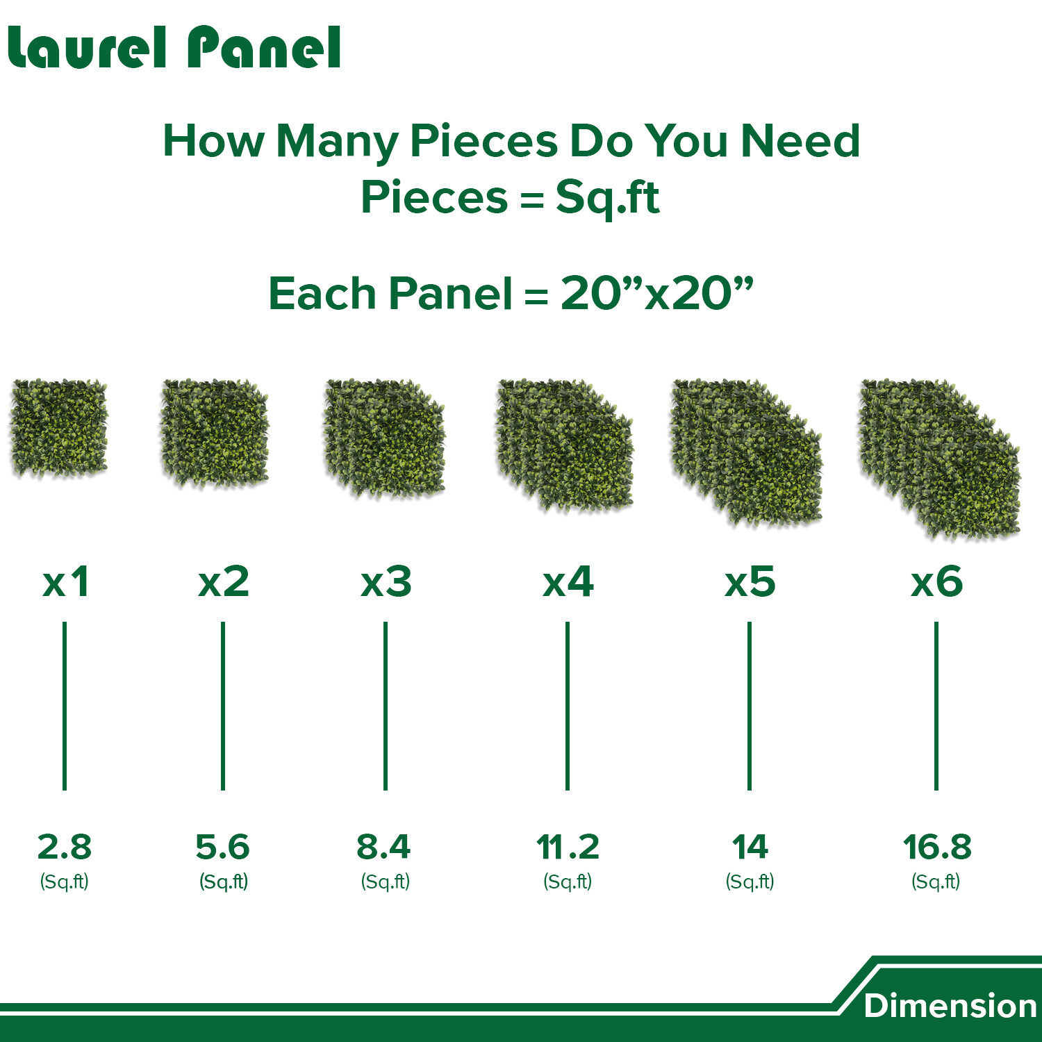 20″ Artificial Faux Laurel Leaf Mats Greenery Home Festival Wall Decor Panel