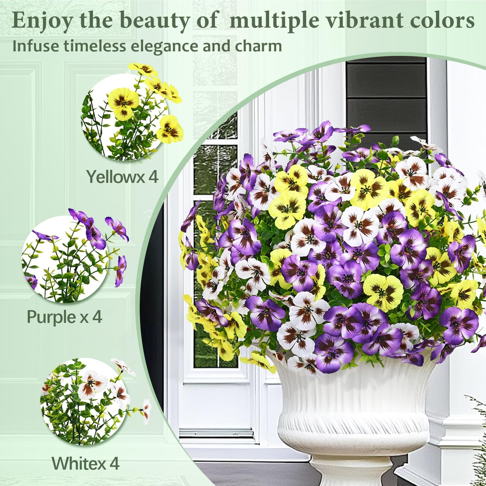 8 Bundles Look Real Artificial Flowers for Outdoors, Realistic Fake Outdoor Flow