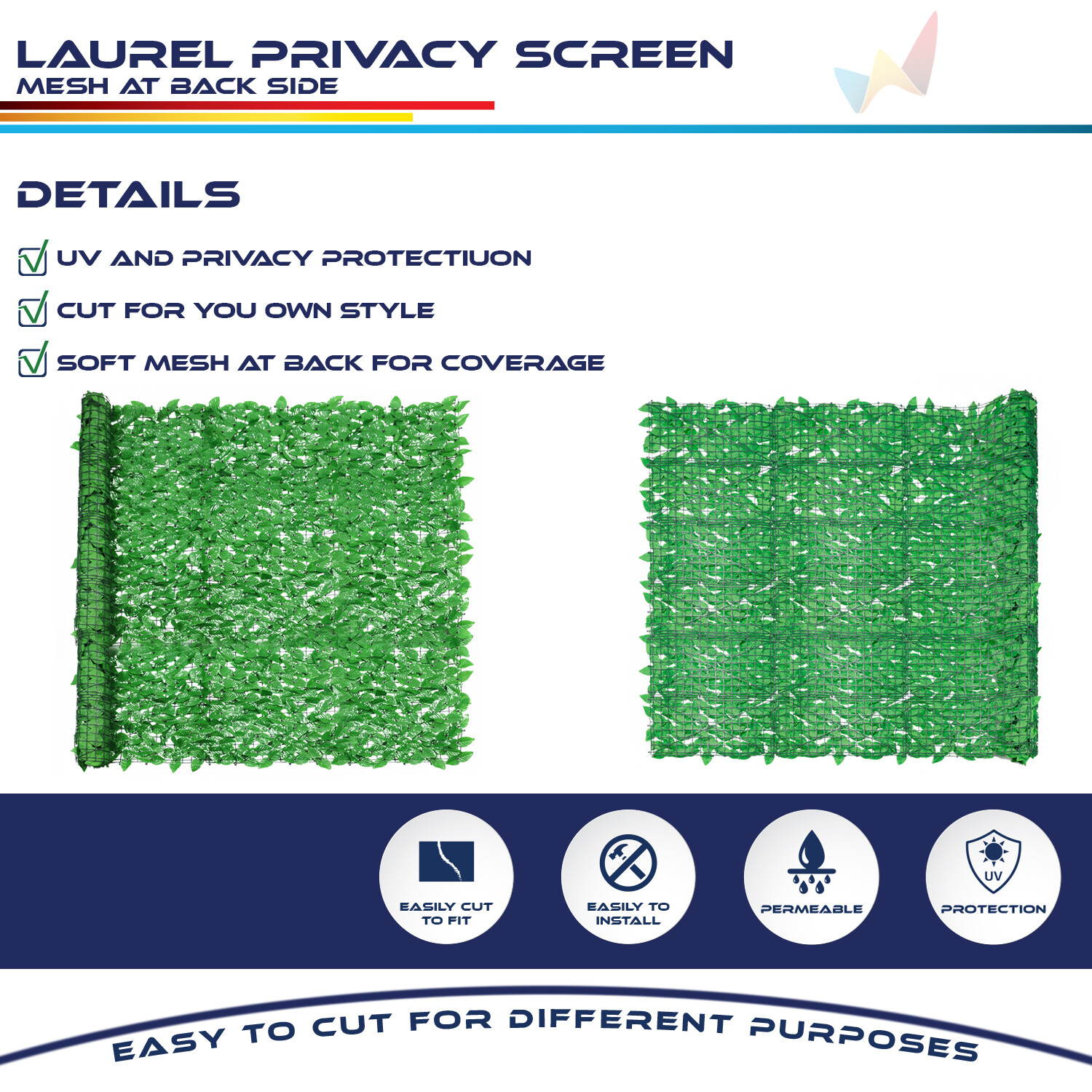 6FT x 8FT Faux Laurel Leaf Privacy Fence Panel Fence Screen Roll Hedge D��cor
