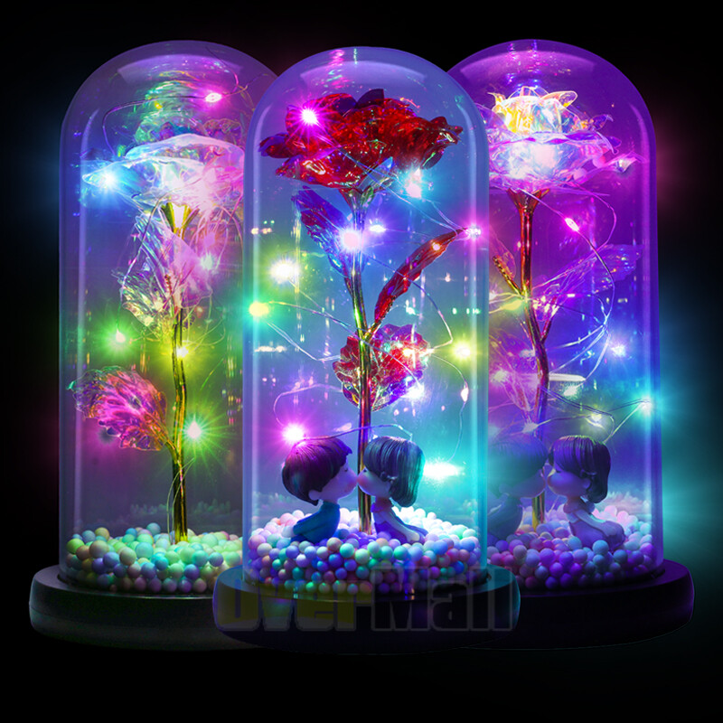 Galaxy Rose Flower Gift for Mom from Son, Daughter – LED Light Glass Flower 2025
