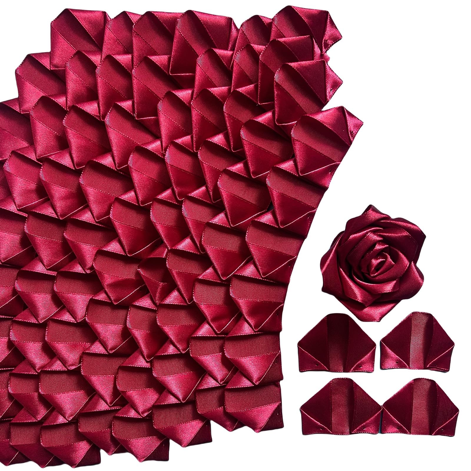 300Pcs Premade Satin Ribbon Rose Petals Half-Finished For Eternal Rose DIY Ra…