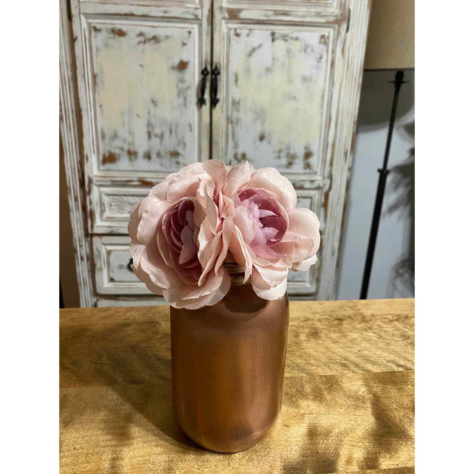 Metallic Rose Mason Jar Floral, Floral Arrangement, Floral Decor, Home Decor