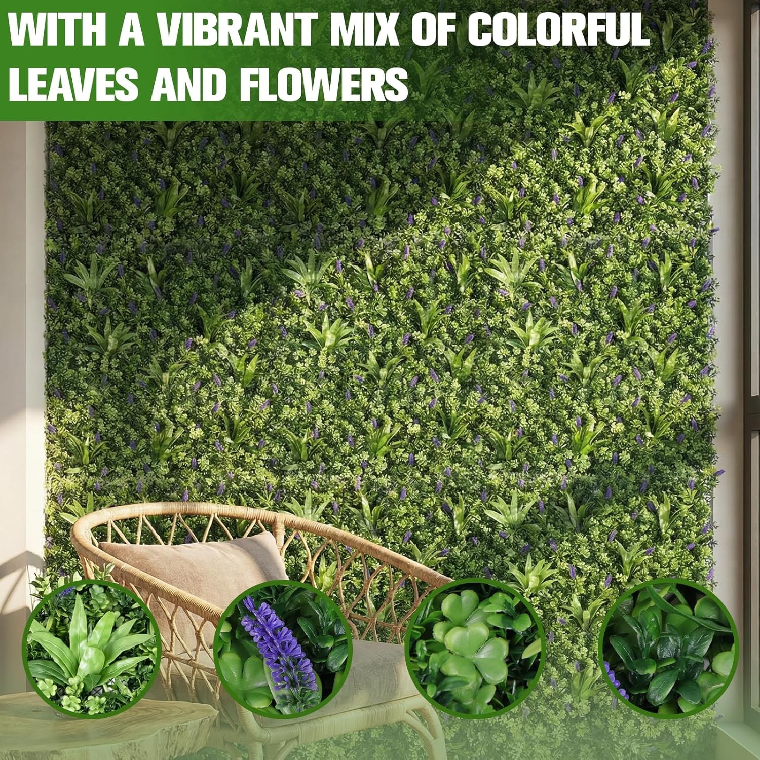 3PCS 40×40″ Artificial Privacy Fence Wall Hedge Panel Faux In/Outdoor Home Decor