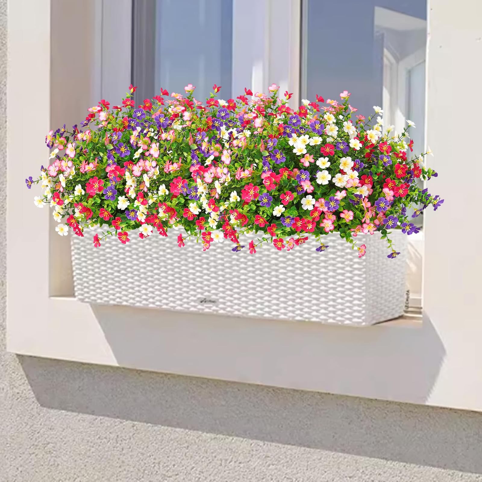 SOMYTING Artificial Flowers for Outdoors, 12 Bundles Faux Plants Flower Outdo…