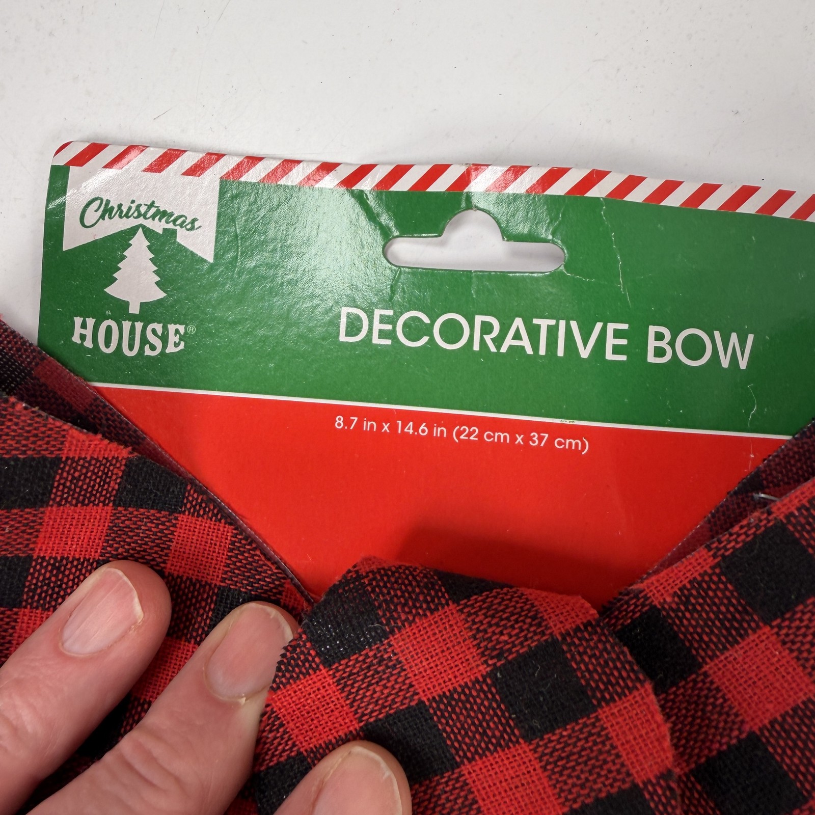 Christmas HOUSE Red Black Buffalo Plaid Decorative Bow 14.6″ Holiday Decor New