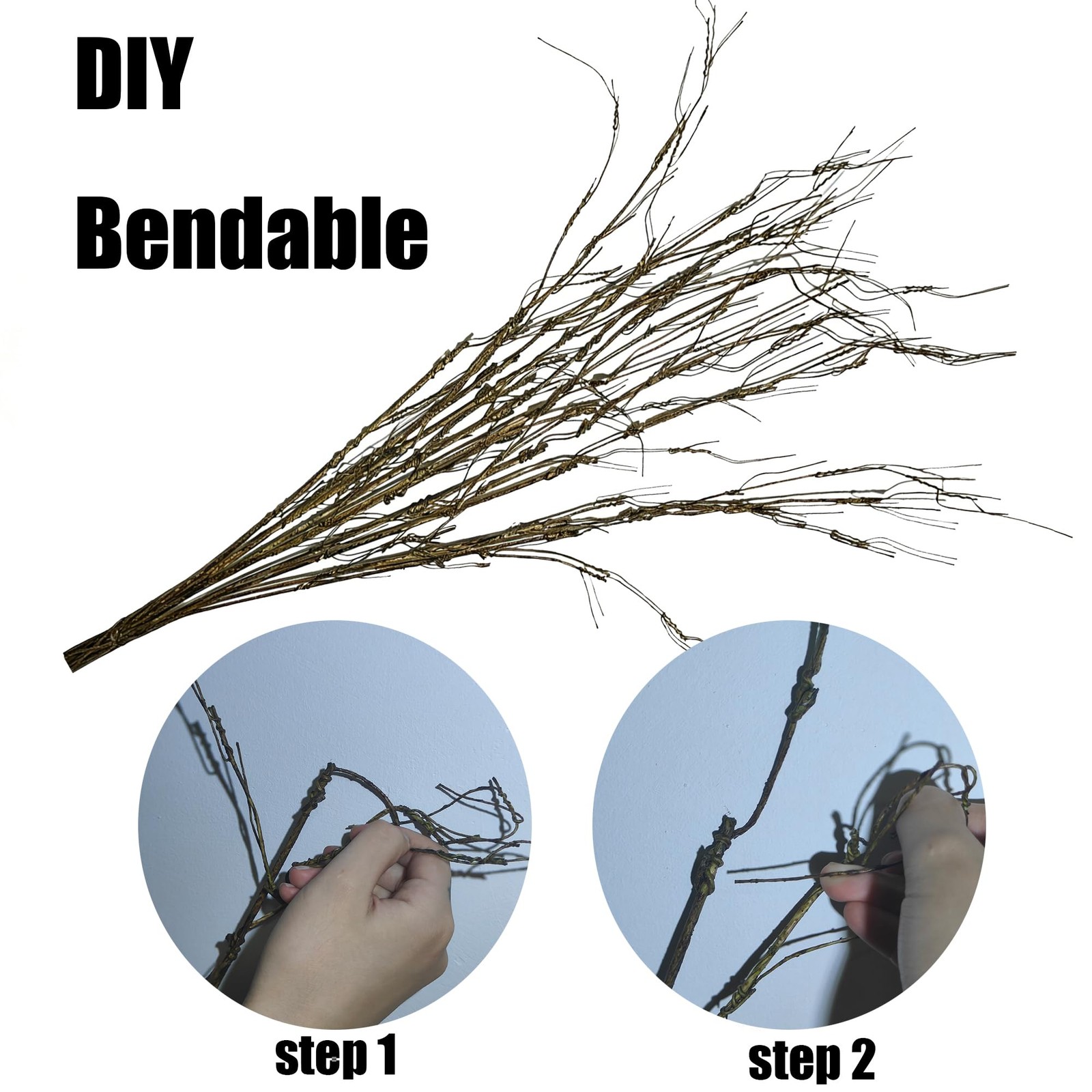 10 PCS Curly Willow Branches 34 Inch, Bendable Artificial Dried Twigs Fake Vi…