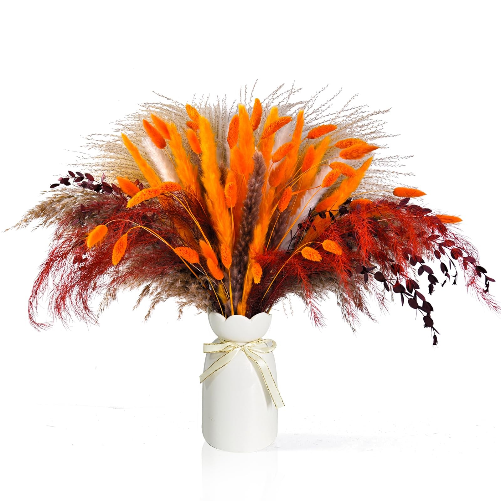 101PCS Dried Pampas Grass Mix Bouquet: Bunny Tails, Dried Flowers, Reed Grass…
