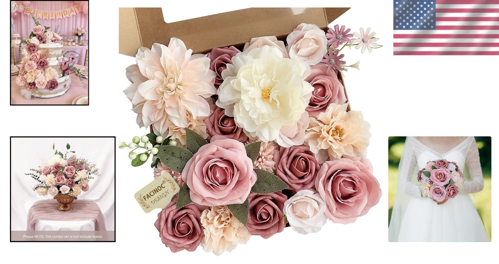 Versatile 19-Piece Dusty Pink Floral Box for Stunning Centerpieces & Bouquets