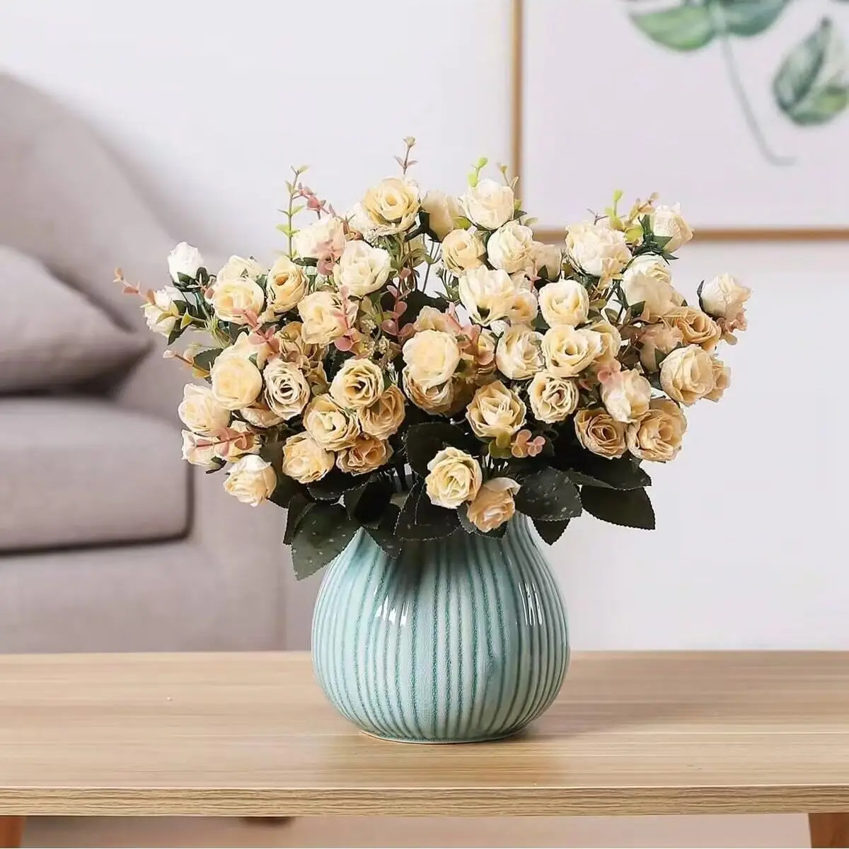 2PCS Artificial Silk Rose Flowers Bouquet Plastic Plants Home Wedding Party Deco