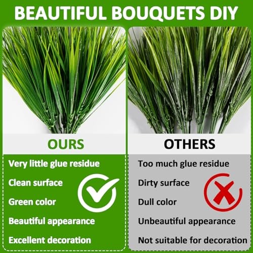 MAQIHAN 10-Pack Faux Outdoor Grass Plants – UV Resistant Fake Greenery New
